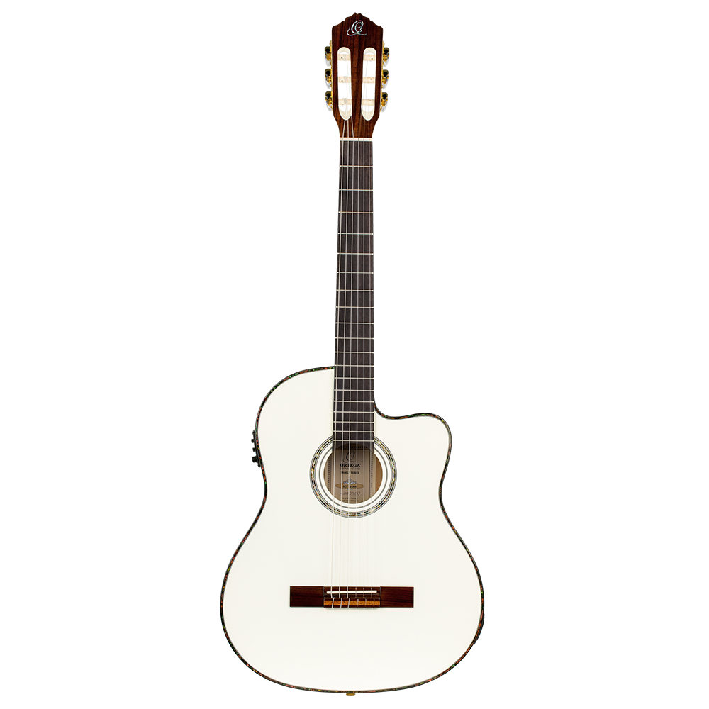 Ortega RCE145WH – Thinline Electro Classical, White Gloss - Front view