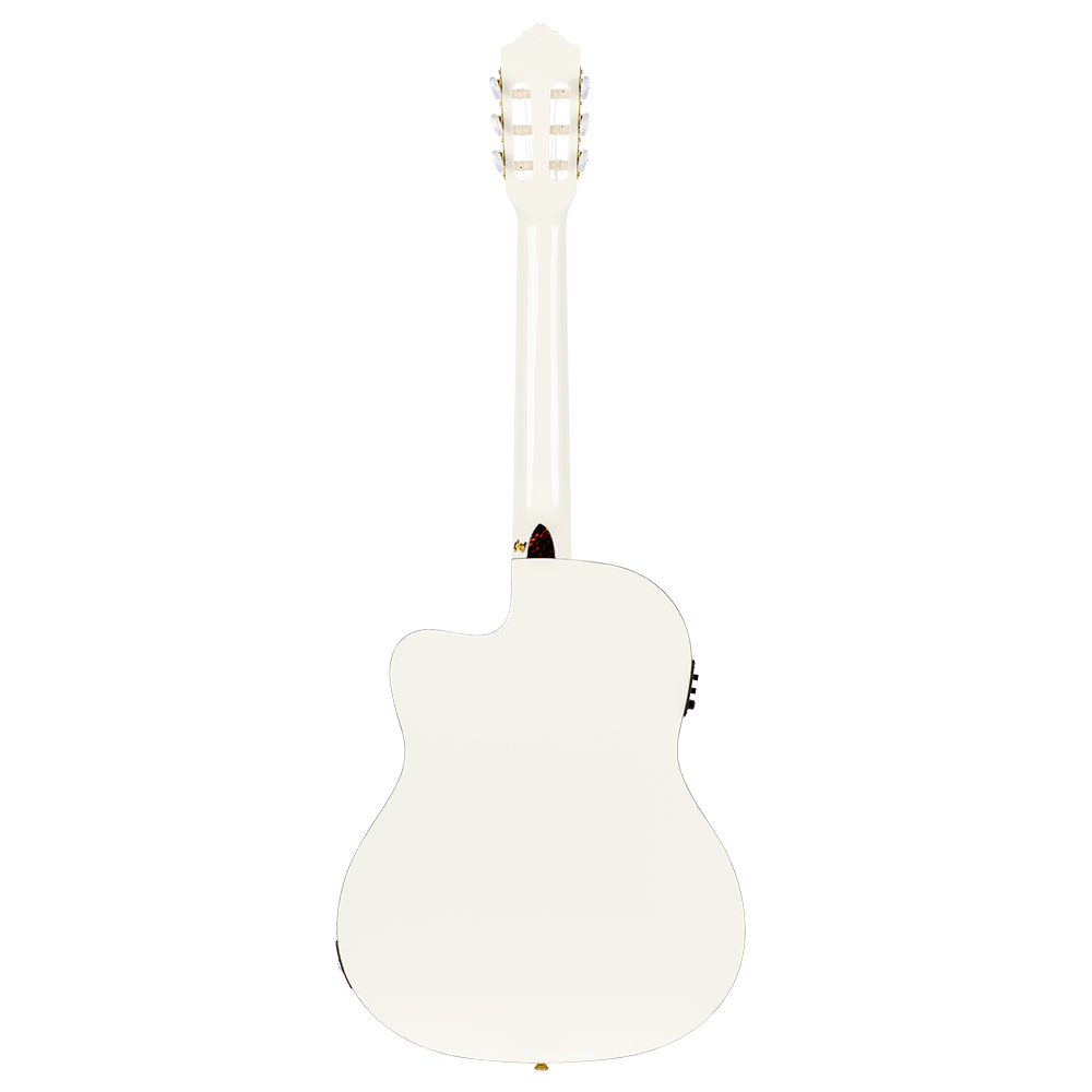 Ortega RCE145WH – Thinline Electro Classical, White Gloss - Back view